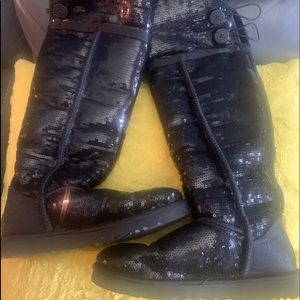 Sequin Black Over the knee UGG Boot